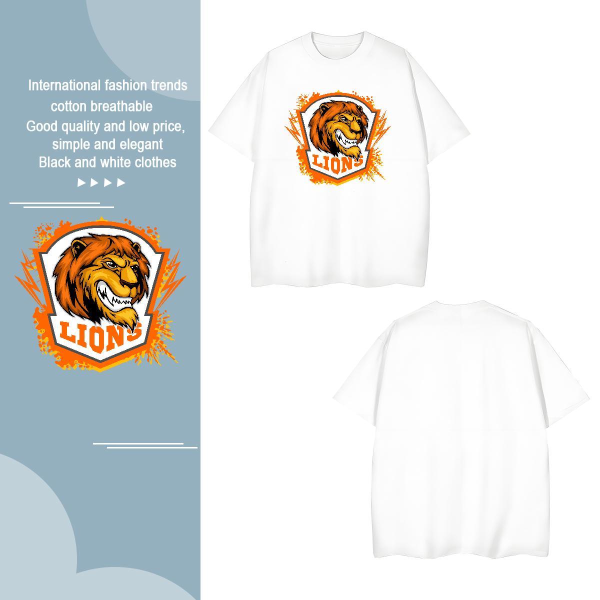 Popular Man T Shirts lion Short Sleeve Soft Casual DIY Logo Oversized 100% Cotton 230g Tshirt for Man Woman Classic Casual Tshirts
