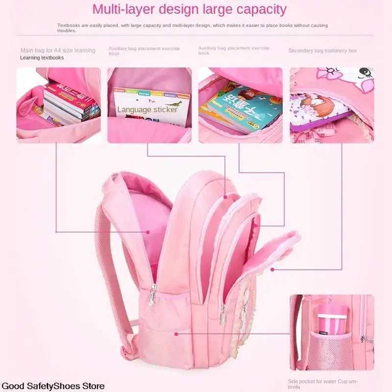 Girls Pink School Backpack With Wheels Children School Bag for Girls Primary School Student Rolling Backpack Kids Trolley bags Y240820