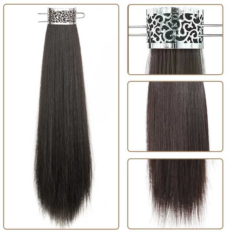 Synthetic ponytail for women Chinese silver hollow long hair straight ponytail W240817