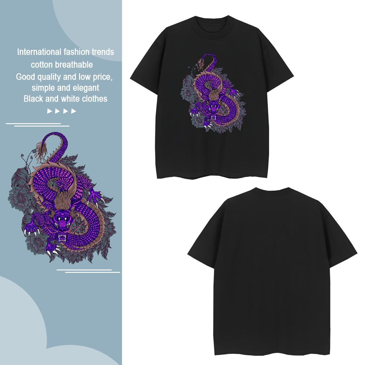 T shirt 100% Cotton 230g dragon Casual Daily Wear Breathable Soft DIY Printed Tshirts Brand Designer Tops