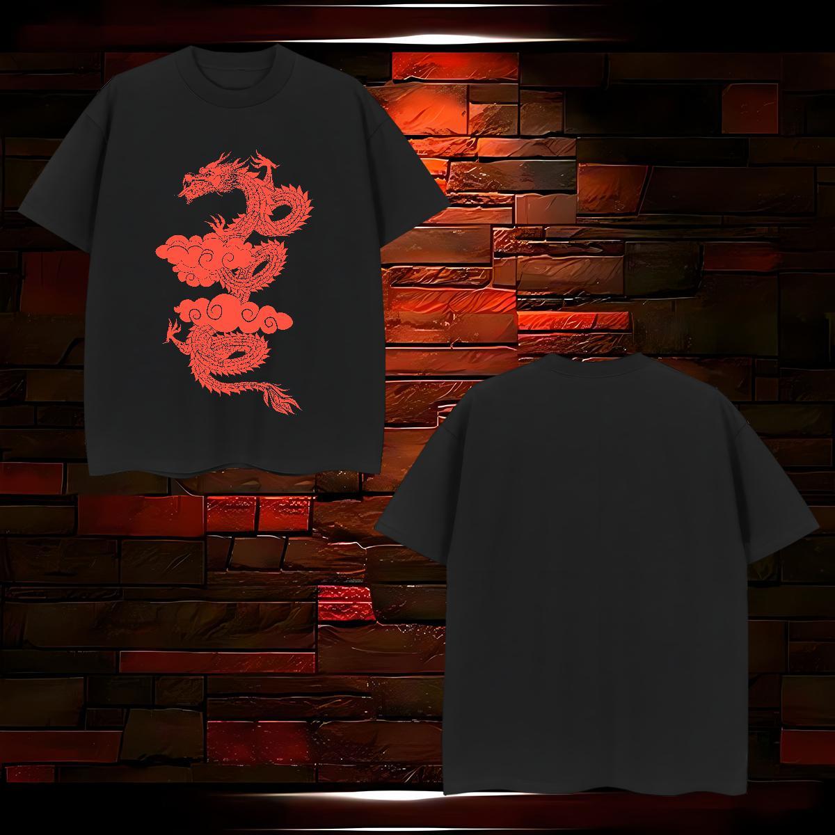T-Shirts 100% Cotton 230g dragon Home Outdoor Breathable Black White Couples T Shirts Customized Free Shipping Tees