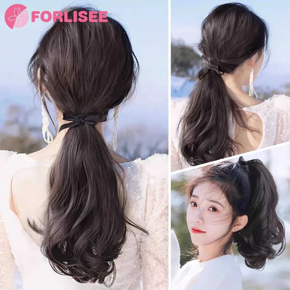 Forlisee synthetic wig ponytail womens curl bandage slightly curl ponytail fashion natural ponytail W240817