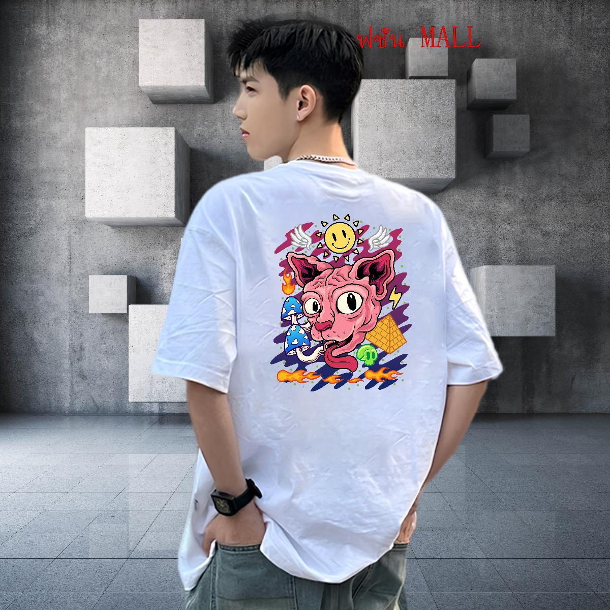 Factory Direct Couples T Shirts cat Casual Beach 230g 100% Cotton Tshirts Crew Neck Breathable Soft T shirt Custom Print Oversized