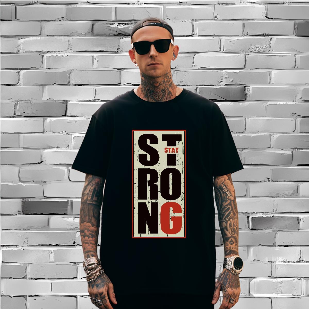 Classic strong T Shirt For Man Anime Printing Street Tshirts 230g 100% Cotton Brand Crew Neck Breathable Graphic Tee Shirt