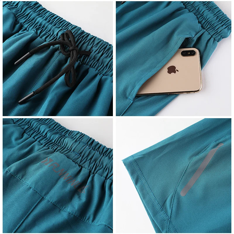 Mens summer running shorts with quick drying pockets gym jogging mens sports 240819