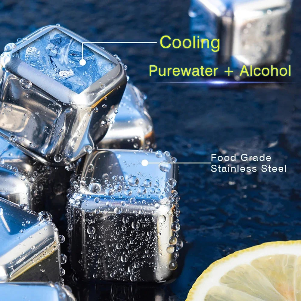 Reusable Whiskey Stone Stainless Steel Ice Block Rapid Freezing Wine Cooler Food Grade Metal Particle Beer Bar Accessories 240819