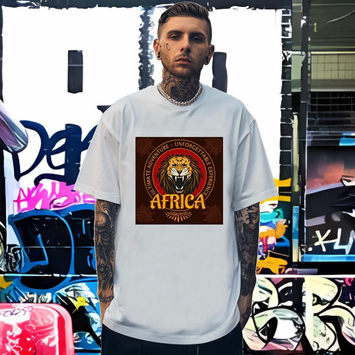 Wholesale Mens T Shirts lion Crew Neck Breathable Street wear Hip Hop DIY 230g 100% Cotton Couples T Shirts Fashion Casual Tees Shirts