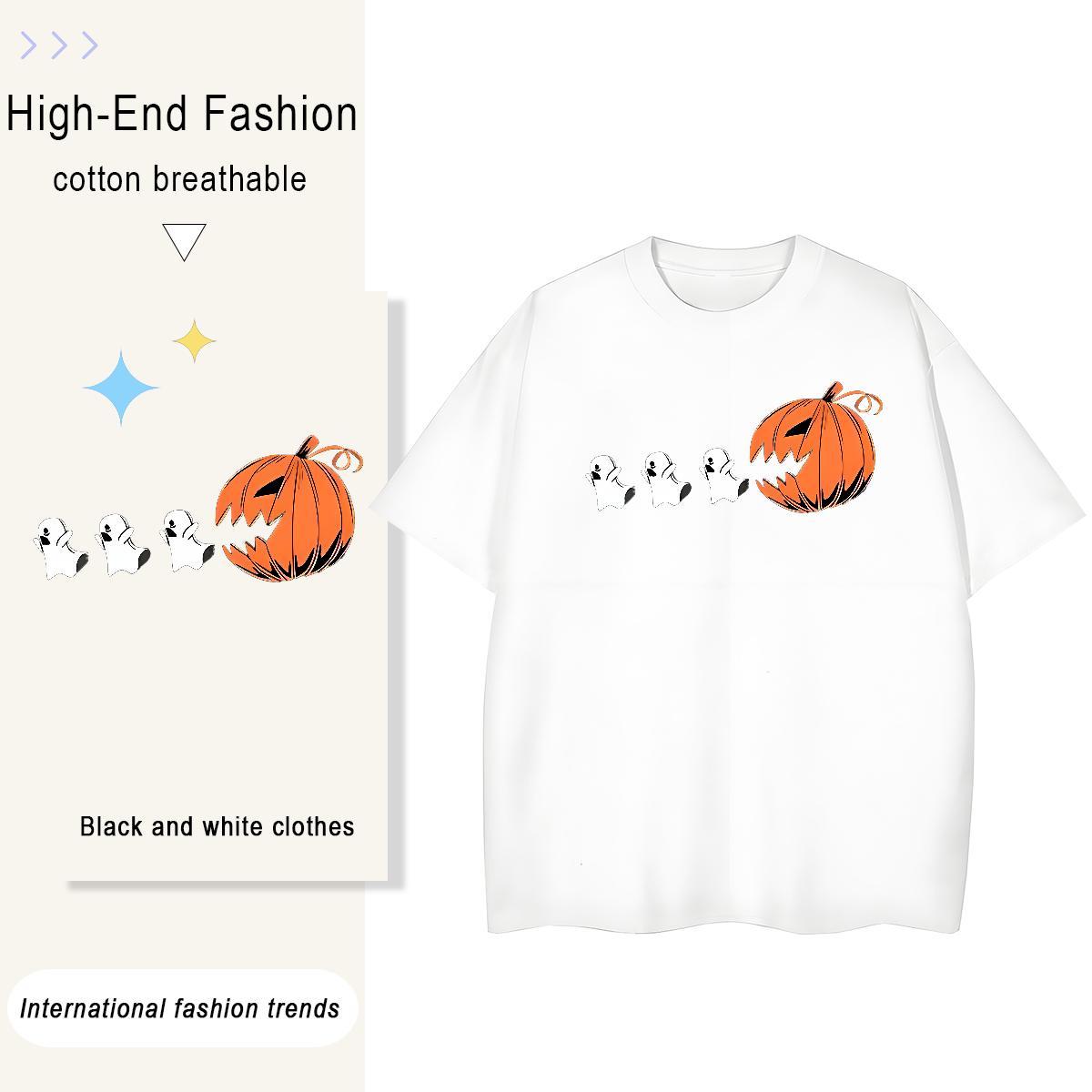 2024 Men Tops Tees pumpkin Street Wear 100% Cotton 230g Tops Shirt Short Sleeve Soft Free Shipping Man T Shirts Floral Print