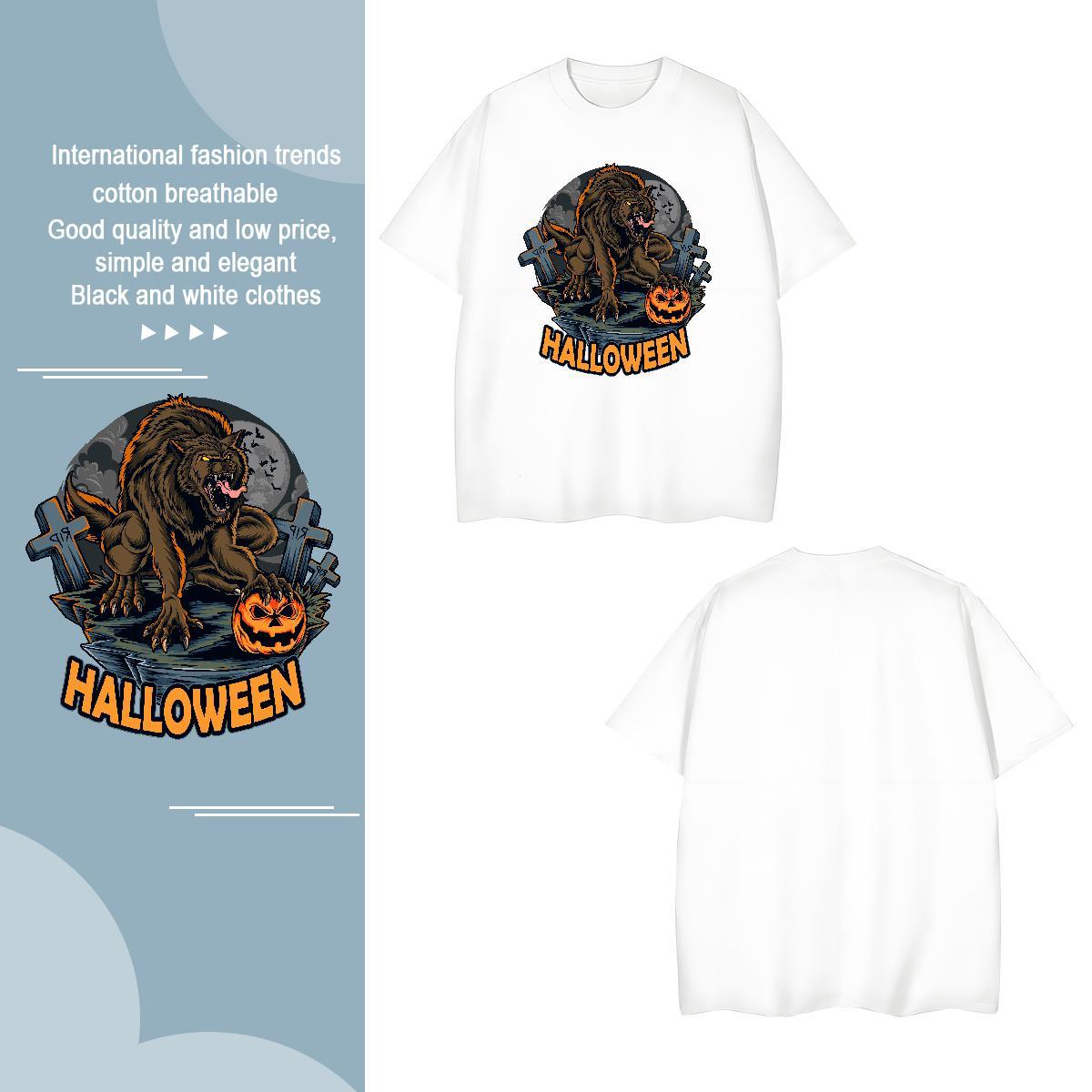 Brand T Shirts Men halloween Breathable Short Sleeve High Street Hip Hop Floral Print 230g Pure Cotton Mens Tshirts Fashion Design Tops