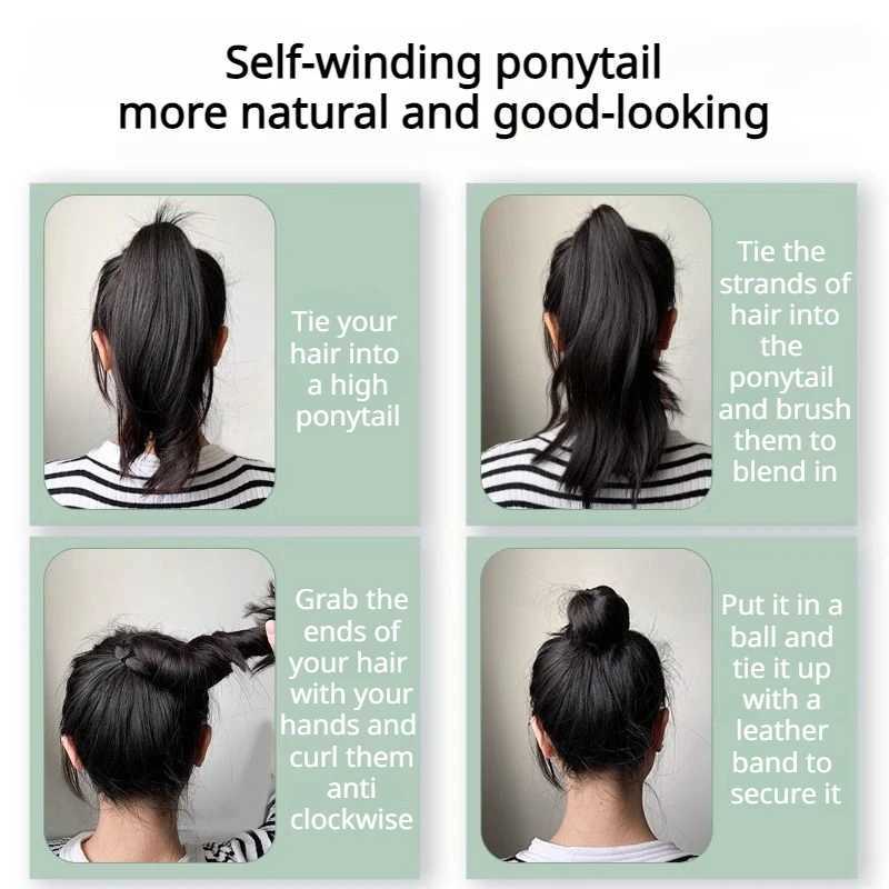 Fashionable wig ponytail self twisting hair bundle pill head medium length simulation suitable for womens daily gatherings W240817