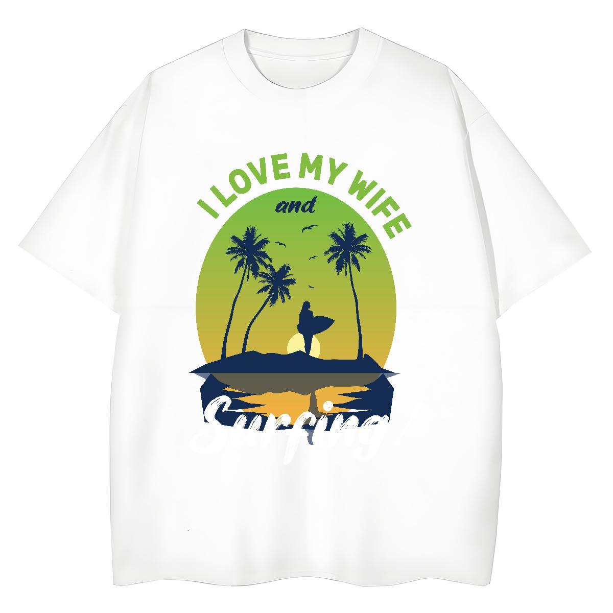 DIY Couples T Shirts Hip Hop Crew Neck Breathable Tees Lady 230g 100% Cotton sea Cartoon Printing L-4XL T shirt