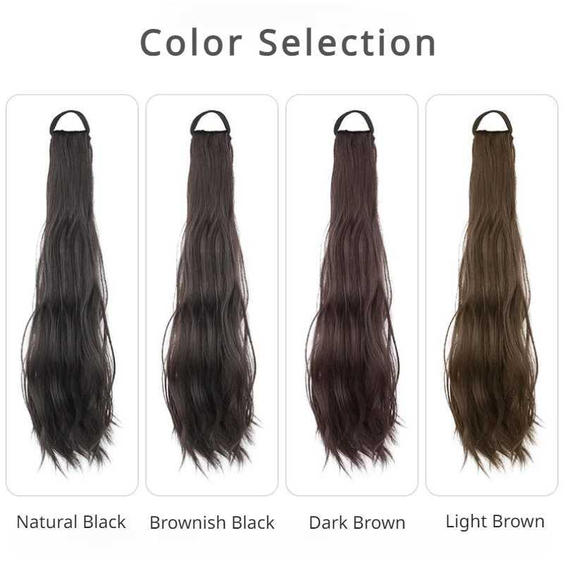 Synthetic fluffy long curly ponytail high elasticity wig with natural woven integrated side for household use womens daily hair W240817