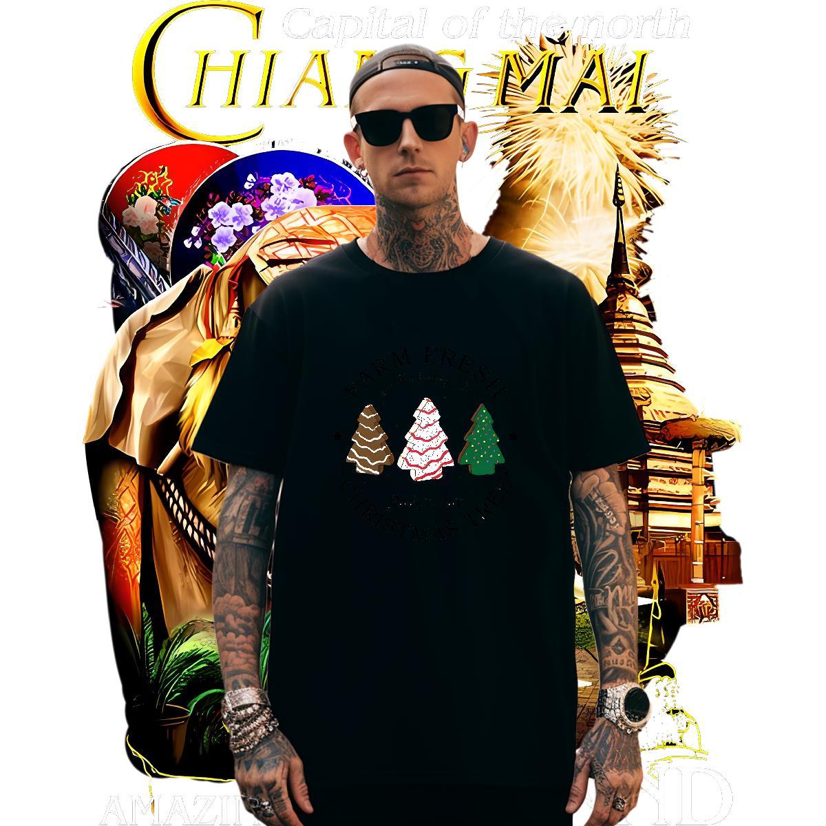 Brand T Shirt For Man Christmas Pure Cotton Daily Wear Anime 100% Cotton 230g Men Clothes T-Shirt Classic Casual Tops Shirt