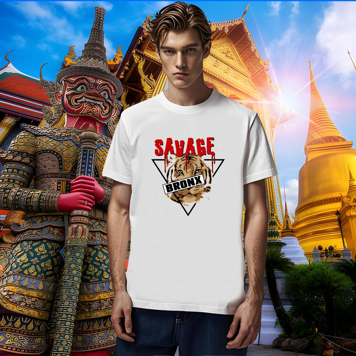 Comfortable T-Shirts for Men tiger Crew Neck Hip Hop Street Black Oversized 230g Pure Cotton Tshirts Brand Wear
