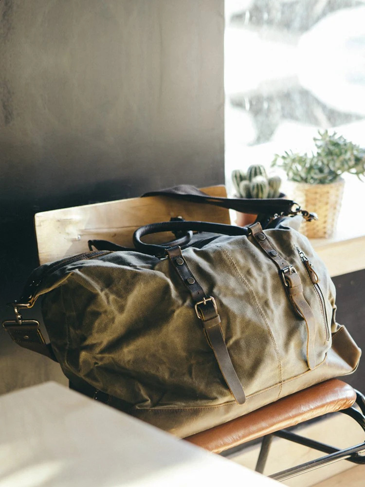 Men Travel Bags M Hand Luggage Bags Canvas Leather Travel Duffel Bags Shoulder Bags Large Capacity Weekend Overnight 240819