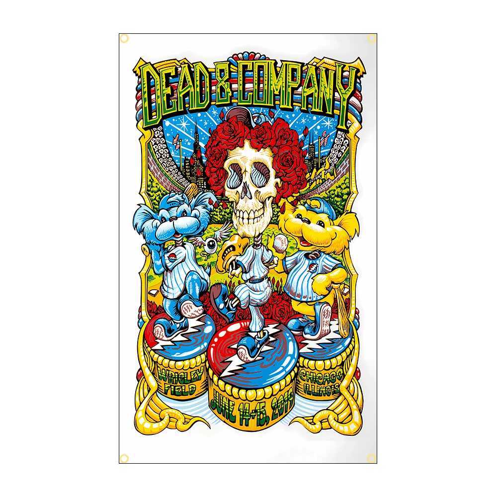 FLAGDOM 90X150CM 3X5Ft Grateful Dead Flag Psychedelic Rock Skull Banner For DecorationXJ240819
