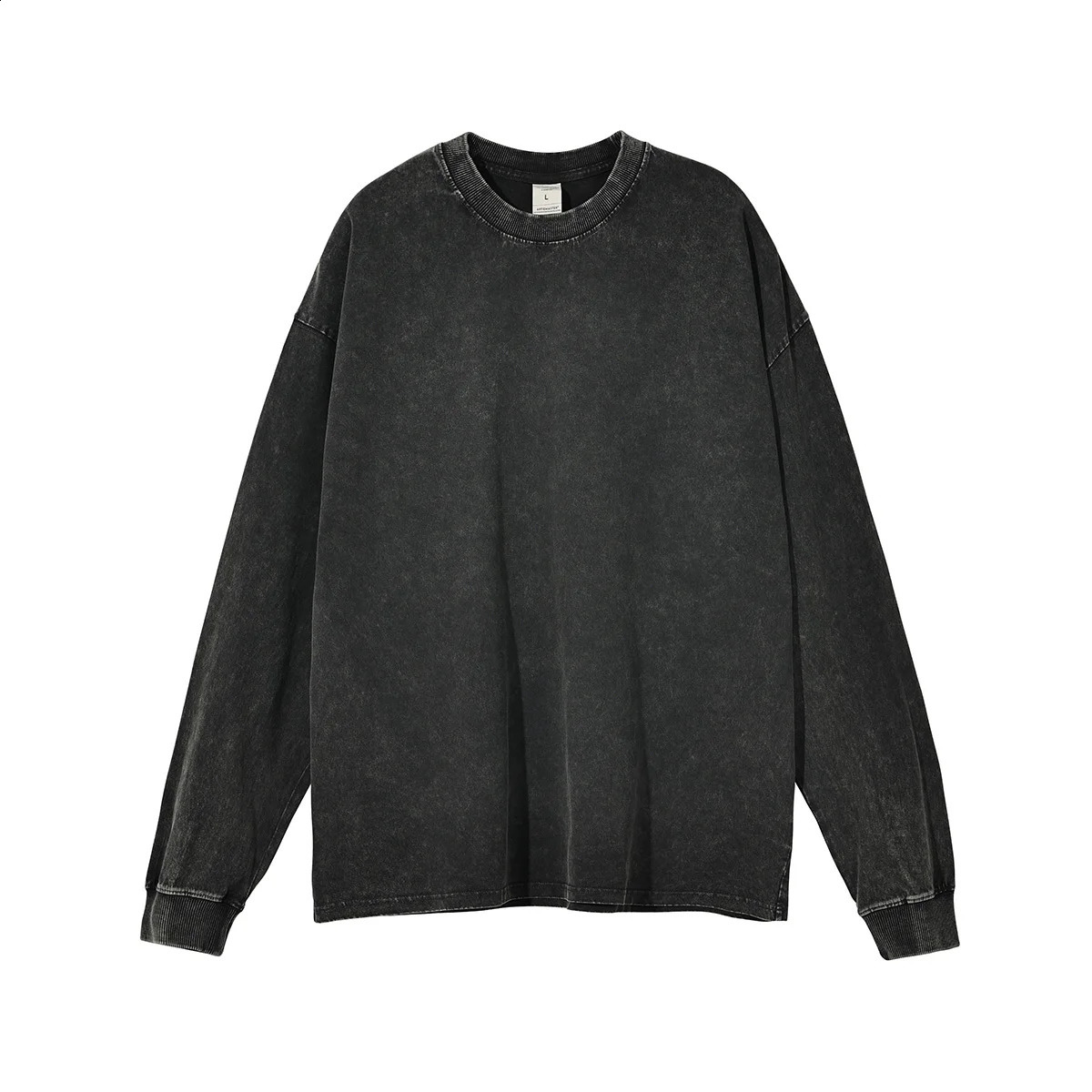 300gsm Cotton Acid Washed Vintage Unisex Long Sleeve T Shirts Men Women Harajuku Hip Hop Oversize Tops 240820