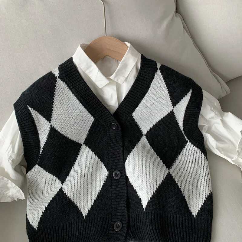 Spring Autum Baby Fashion Sweater Vest Girl Children Knitted Sleeveless Pullover Tops Kid Boy Casual Loose WaistcoatXJ240819