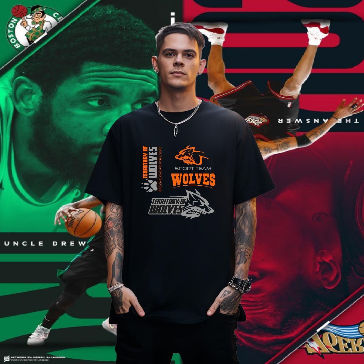 T-Shirts 100% Cotton 230g wolf Hip Hop Street Pure Cotton Graphic Men Tops Tees Classic Casual Popular Wear