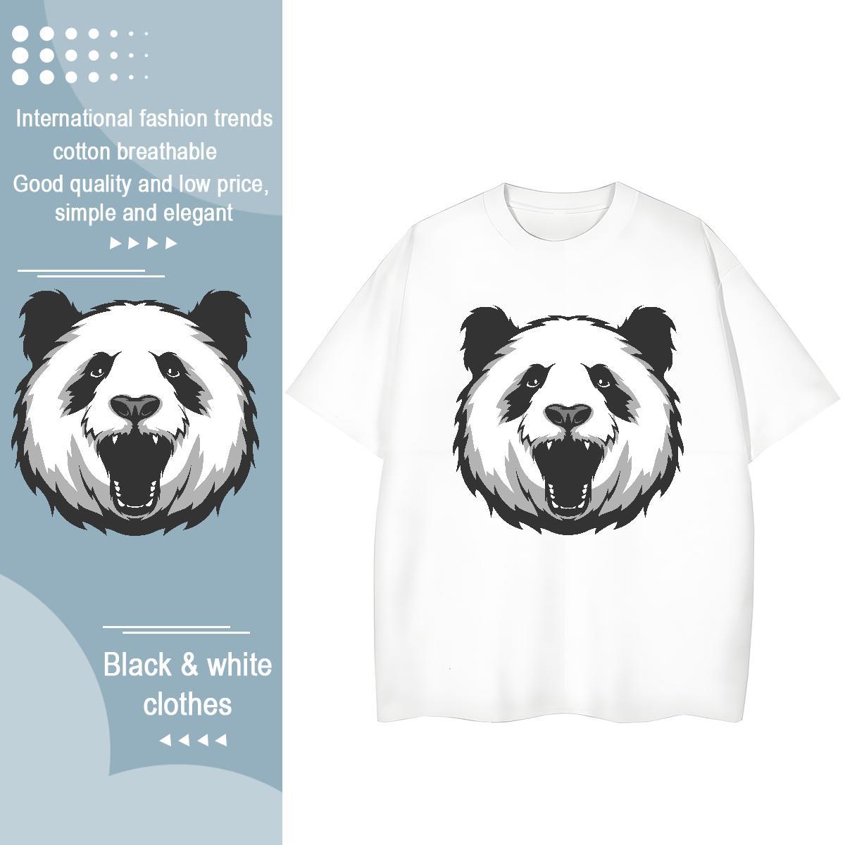 Unisex T-Shirts panda Breathable Short Sleeve Spring Summer Asian Size 230g Cotton Couples T Shirts Fashion Casual Tshirts