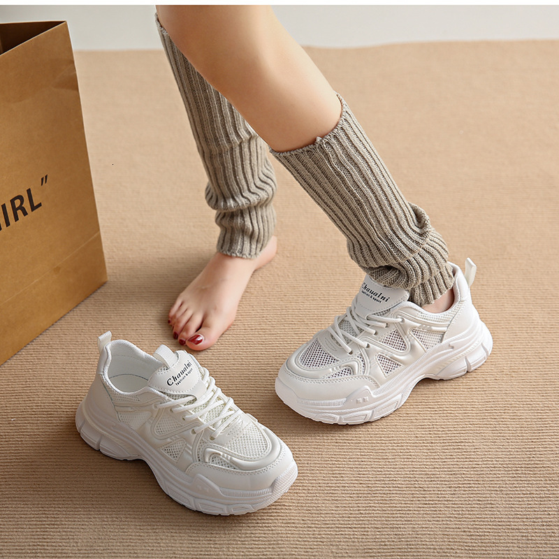 Ddmysports Dad S Women Shoes New Spring And Autumn Korean Version Breathable Mesh Surface Thick Sole White Casual Running Sports OUTDOOR