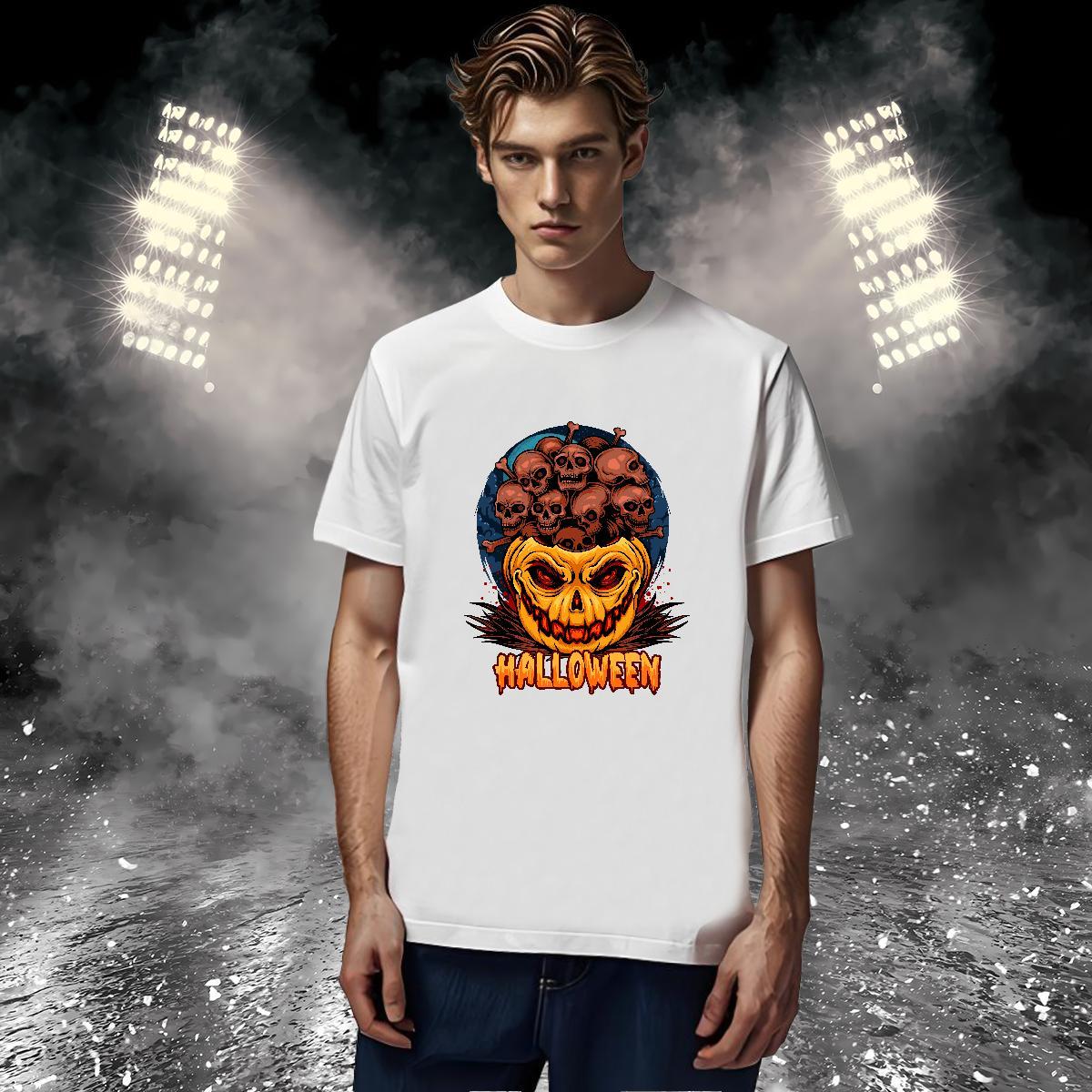 Popular Mens T Shirts pumpkin Crew Neck Breathable Casual Skull 230g Cotton Men Tshirts Designer Wear