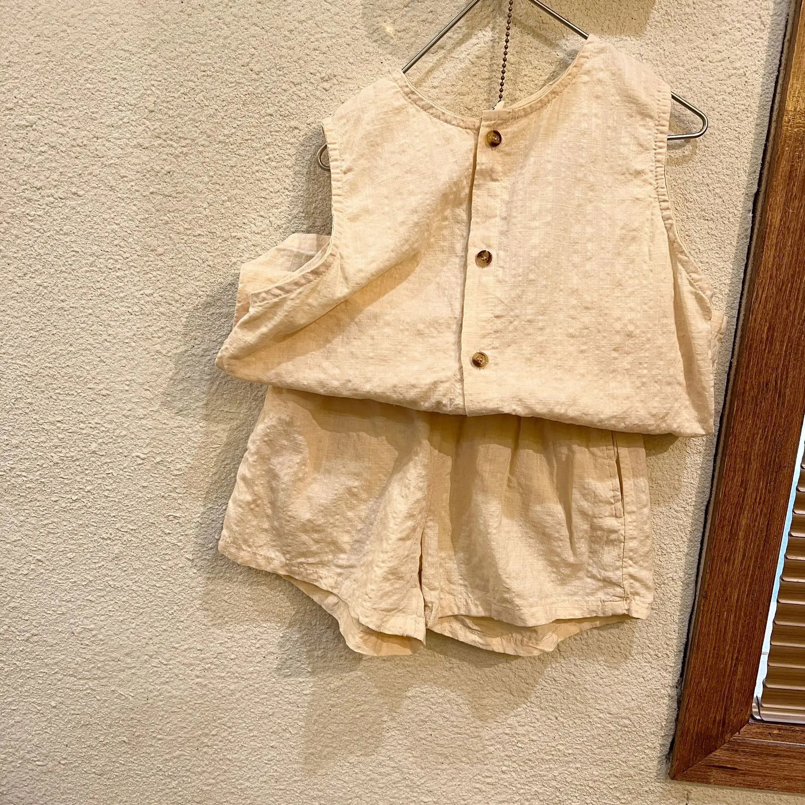 Summer Boys Clothes Set Childrens Pure Cotton Thin 2024 Girls Korean Casual Baby Tank Top Shorts 240812