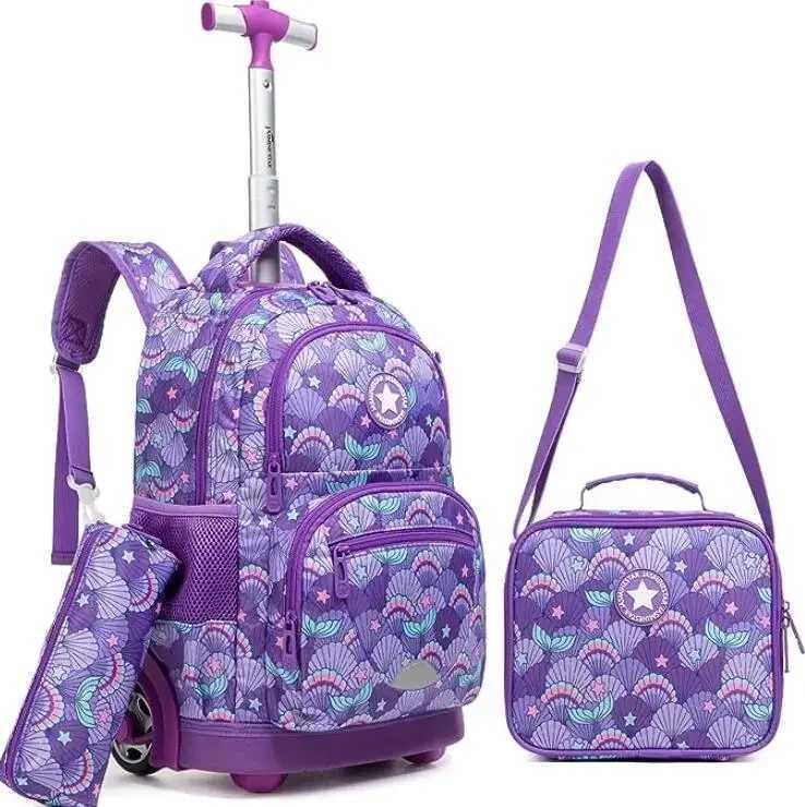 School Wheeled Backpack for boys Kids Rolling Backpack 3pcs Set Lunch Bag School Trolley bag for girl School Rolling luggage Bag Y240820