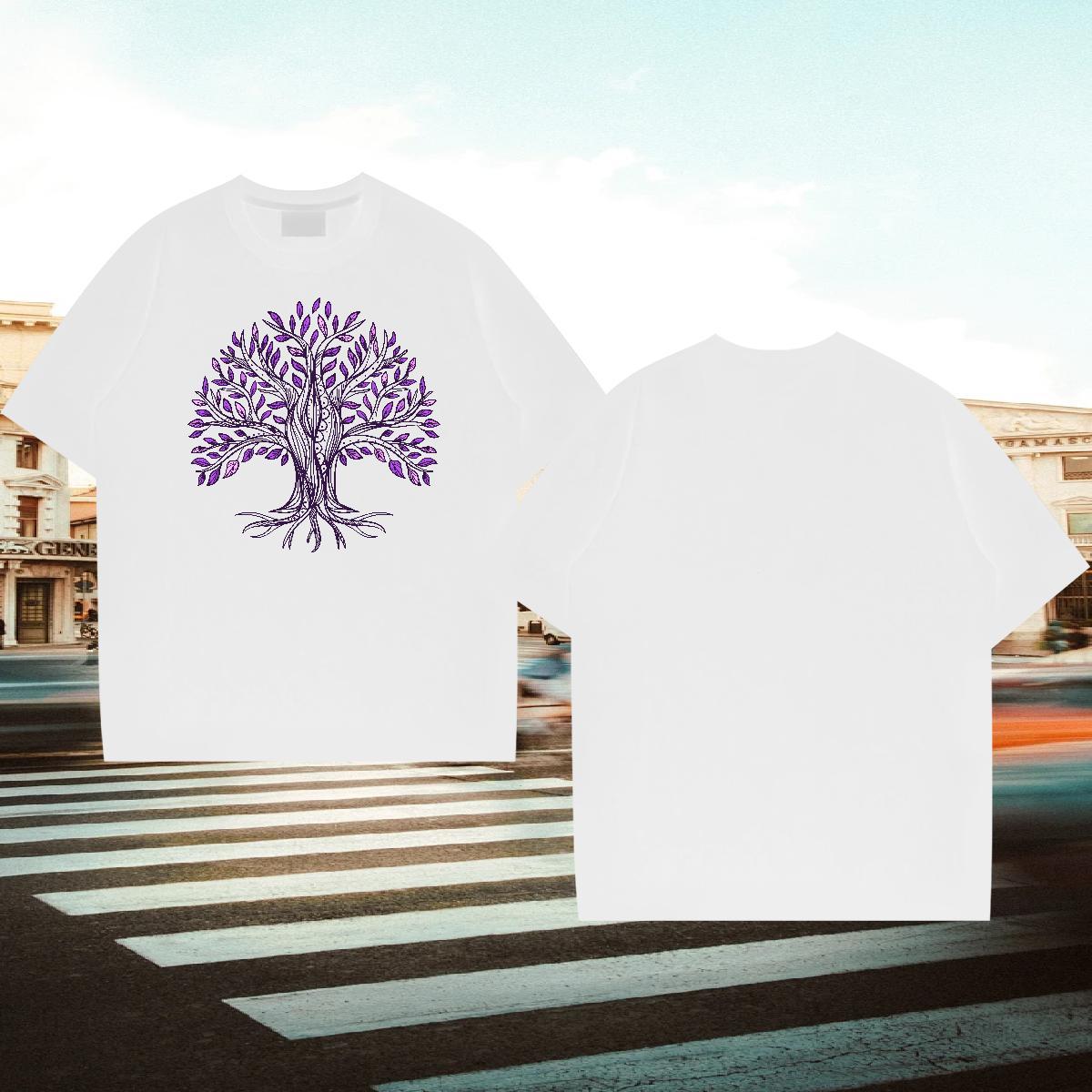 High Quality Men Tees Daily Outfit 230g Pure Cotton Cartoon Printing L-4XL Breathable Short Sleeve tree Men T Shirts Fashion Tshirts
