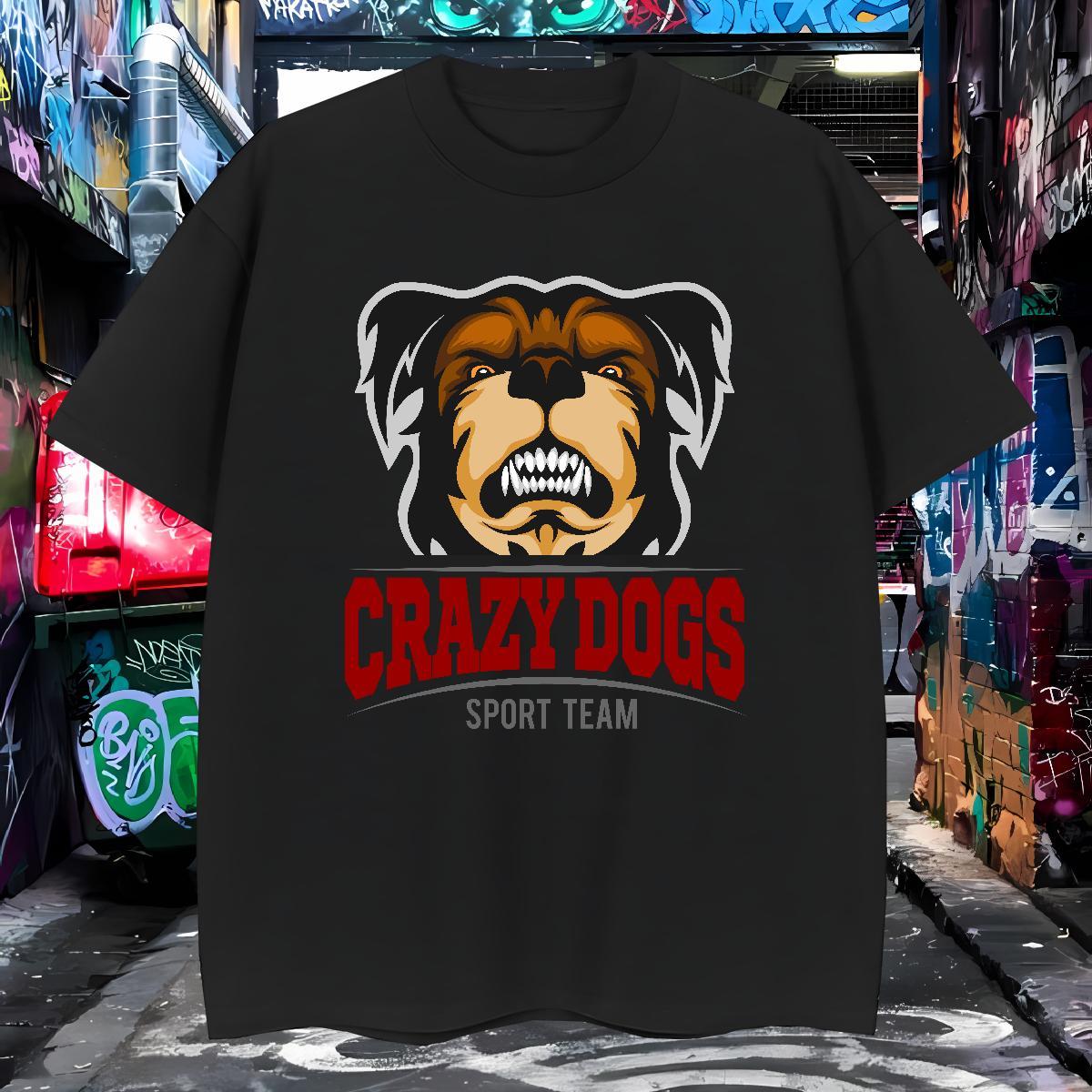 High Quality T Shirts Men crazy dog Breathable Crew Neck Daily Outfit Custom Cartoon 100% Cotton 230g Men Clothes T-Shirt Factory Direct Clothings