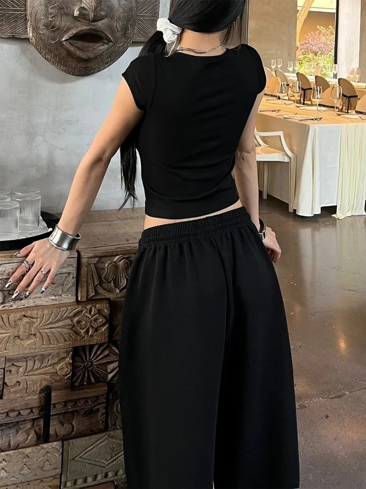 HOUZHOU Woman Oversize Black Sweatpants Y2k Vintage Baggy Korean Style Sports Pants Hip Hop Streetwear Harajuku Jogger Trousers Z260314