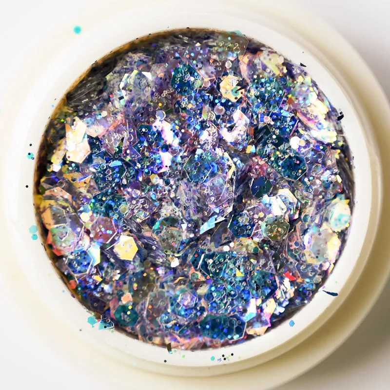 Multi-Box Holographic Nail Glitter Set Gold Bottle DIY Flake FOR Nail Art Dust Hexagon Glitter Powder Mermaid Sequins For Nail #XJ240815