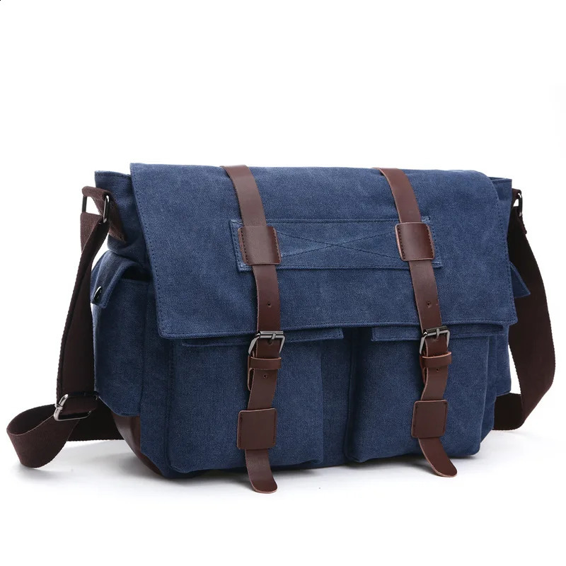 Vintage Canvas Men Messenger Bag Large Capacity Shoulder Bag For Men Europe Style Outdoor Shoulder Bag 240819