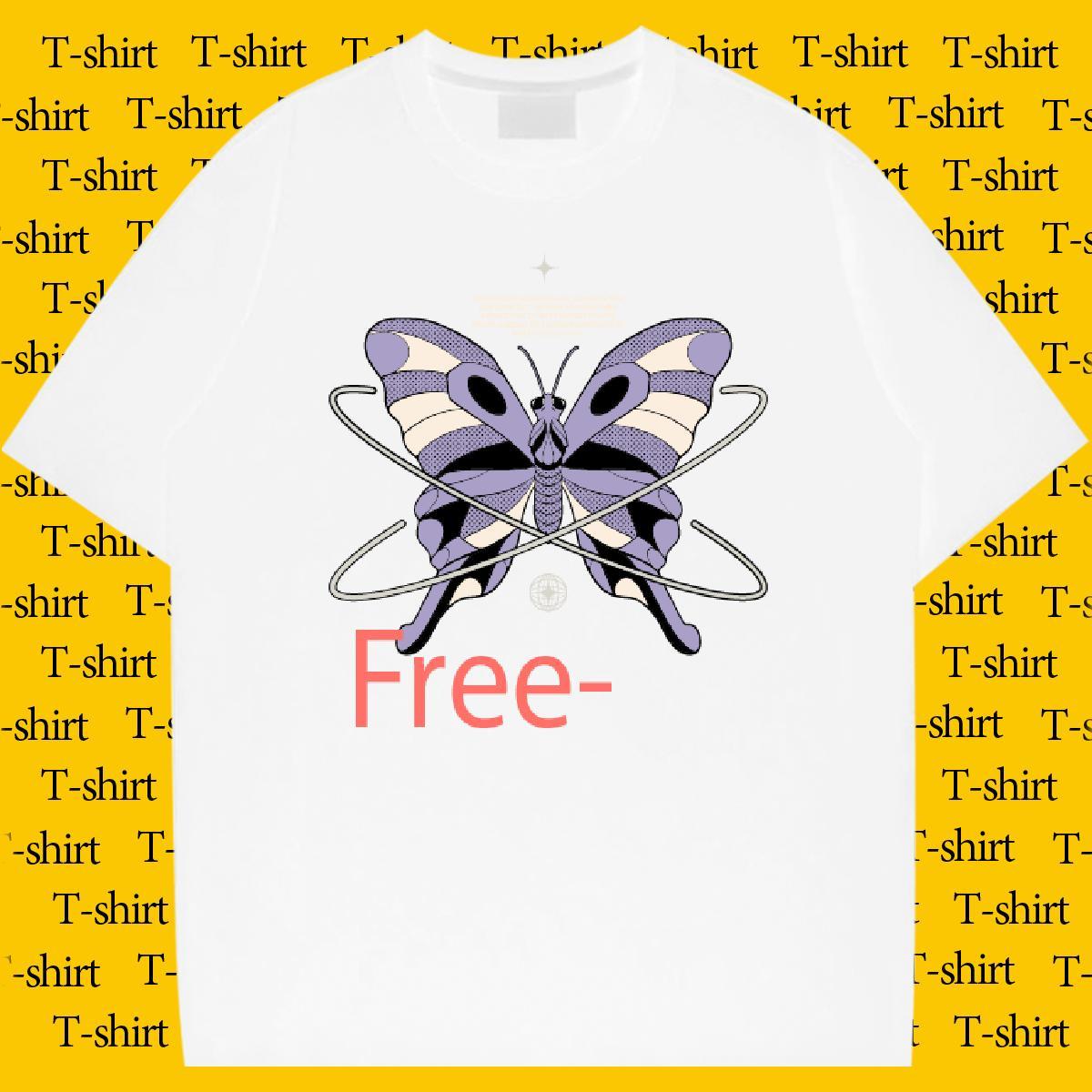 Brand butterfly 100% Cotton 230g Men Tshirts High Street Hip Hop Pure Cotton T Shirts Men DIY Customized Oversized 4XL Tees