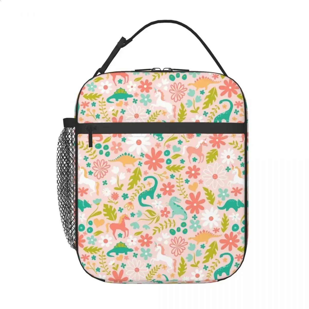 Cute Unicorn And Dinosaur Print Insulated Lunch Bag for Work School Waterproof Cooler Thermal Lunch Box Women 240819