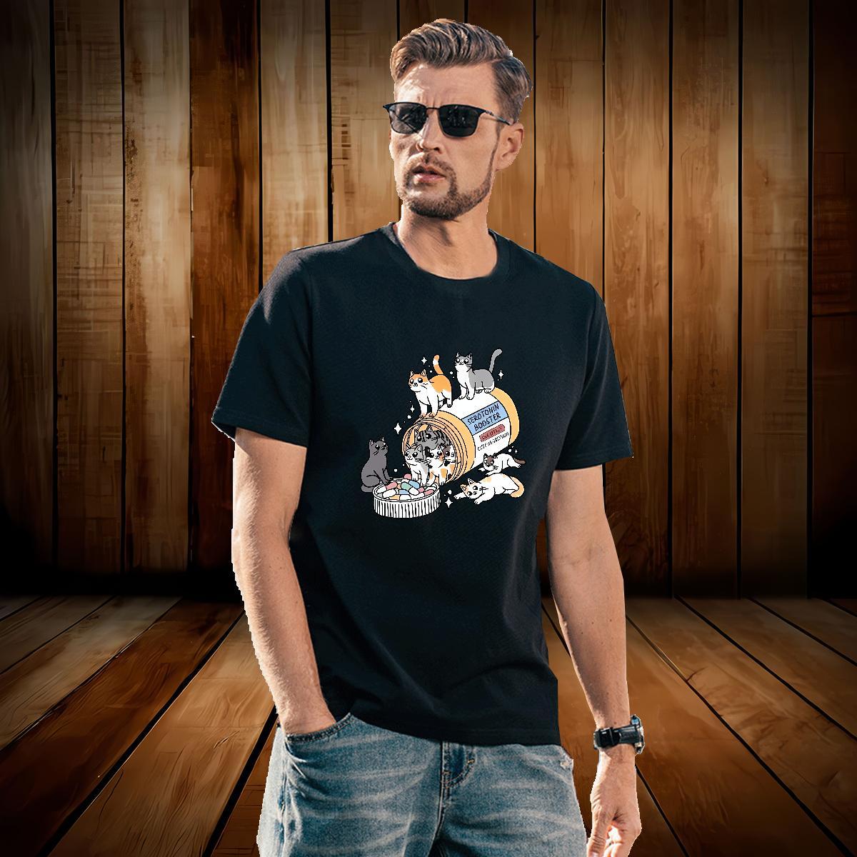 Fashion Casual Tshirts cats Summer Casual 230g Pure Cotton Tees Shirts Breathable Short Sleeve Soft T Shirt For Man Custom Print Oversized