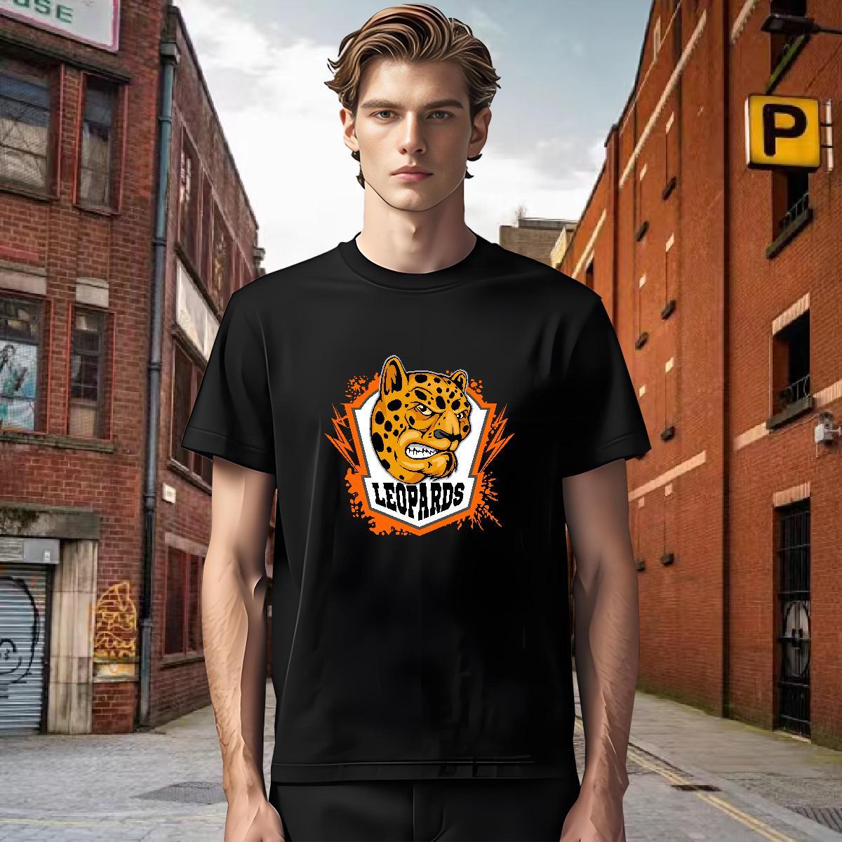 Loose Fit T-Shirts leopard Breathable Crew Neck Casual Beach Custom Print Plus Size 230g Pure Cotton Tshirt for Man Woman Fashion Casual Top Tees