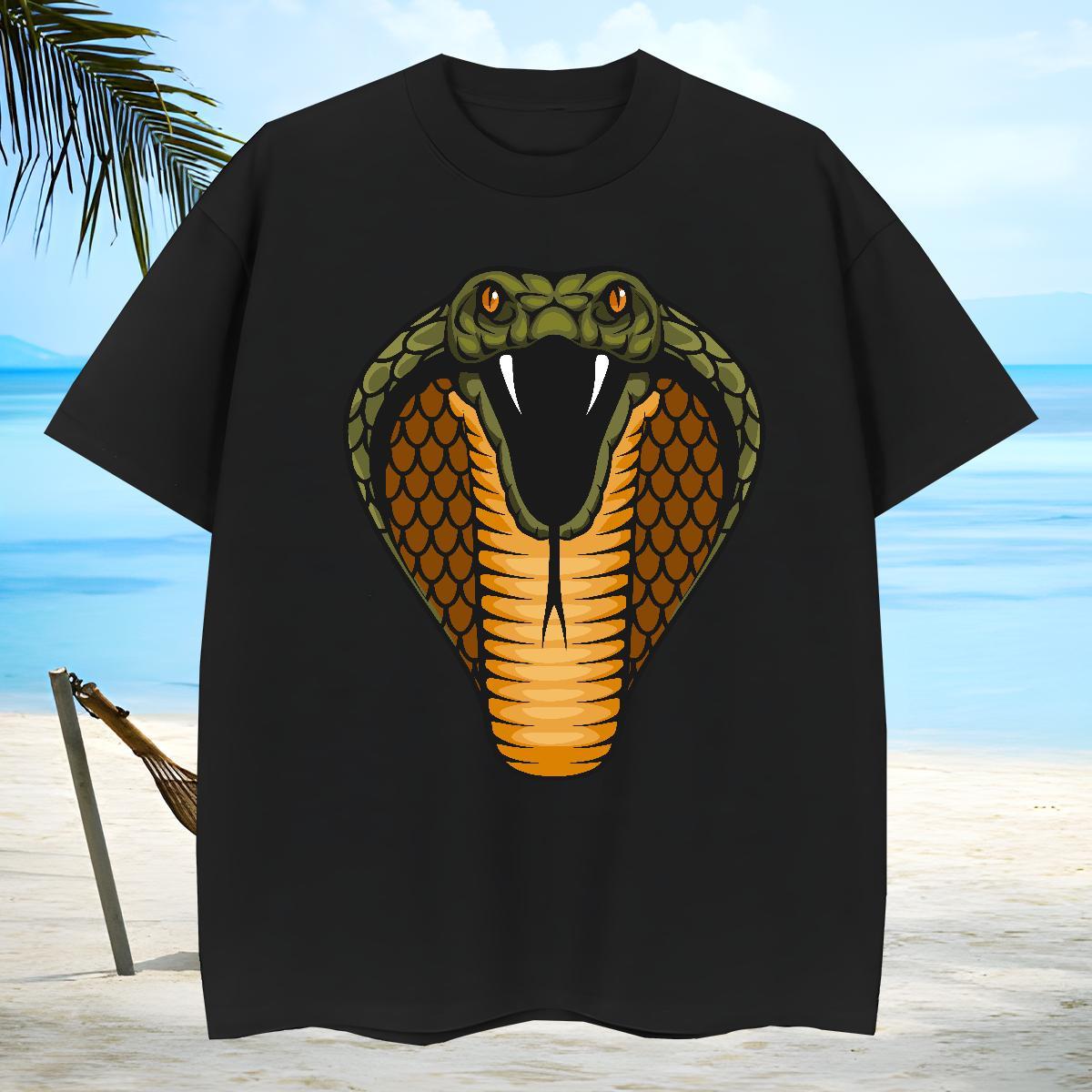 Unisex Mens T Shirts cobra Breathable Short Sleeve Daily Outfit Cartoon Print 100% Cotton 230g Men Clothes T-Shirt 2024 DIY Tops Shirt