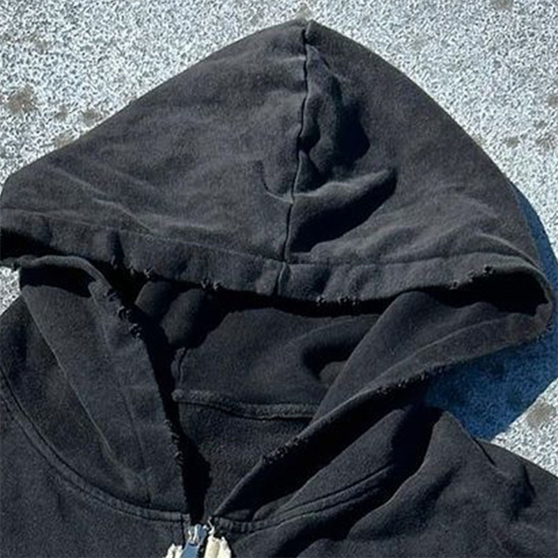 BIG PROMOTION Y2K European and American AutumnWinter Mens Gothic Street Hoodie Embroidered Star Zipper Hooded Casual Sweater 240819