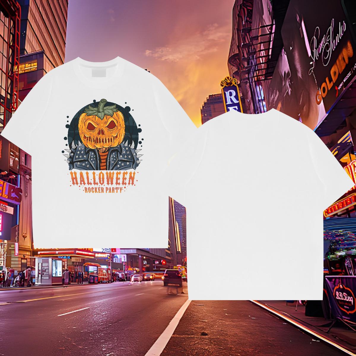 Free Shipping T Shirts Men pumpkin O-Neck Short Sleeve Street Casual Customized Print 230g 100% Cotton Men Clothes T-Shirt Wholesale Top Tees