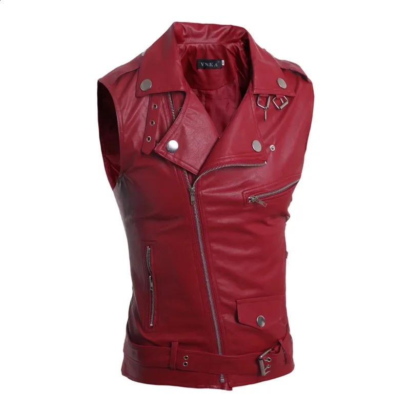 casual PU Men Vest Waistcoat Winter Jacket Turn-Down Vests Thicken Warm Coat Sleeveless Leather Clothes Male Clothing xx 240820