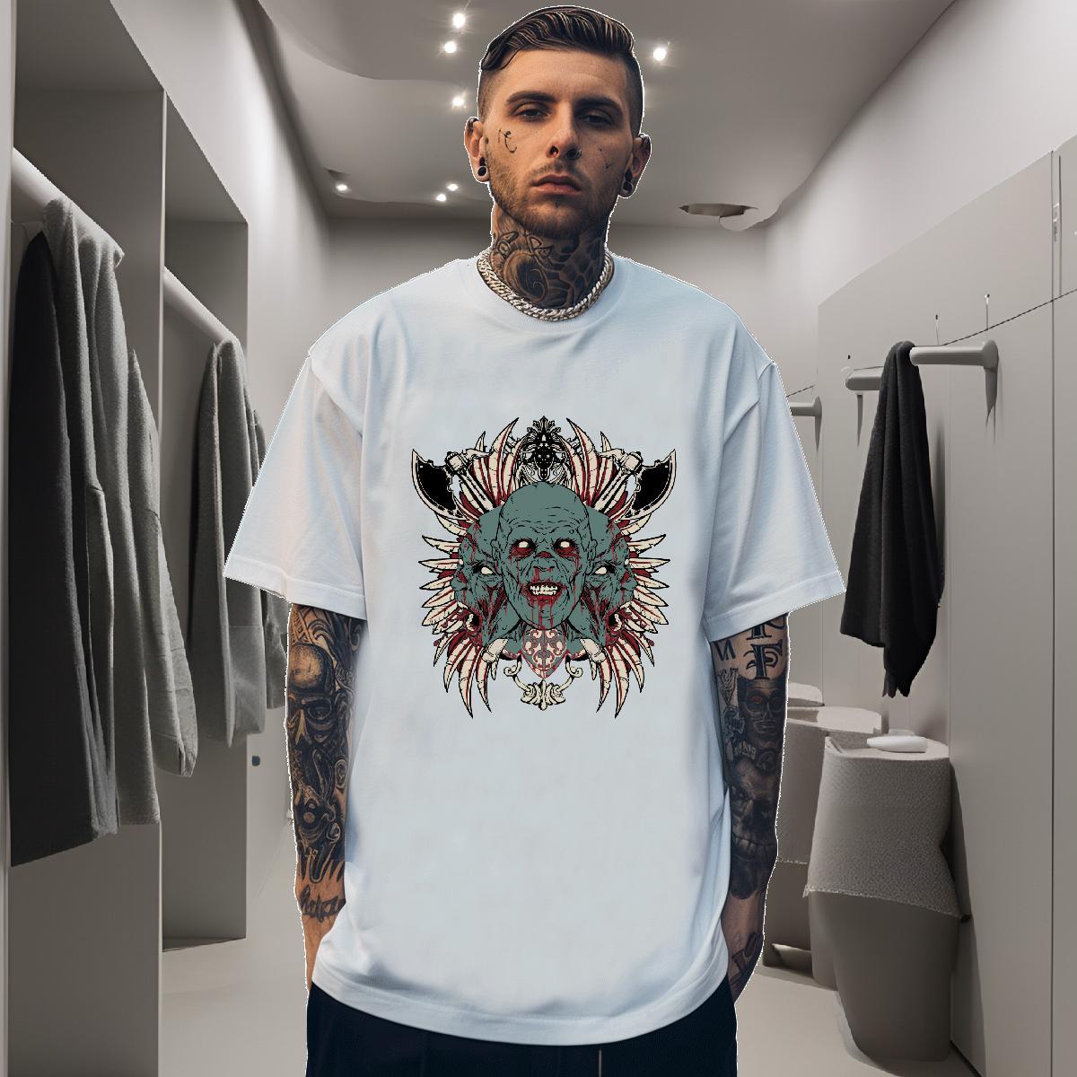 Man T Shirts 230g 100% Cotton demon Street Wear O Neck Short Sleeves DIY Men Tees Casual New Comfortable Tops Tees