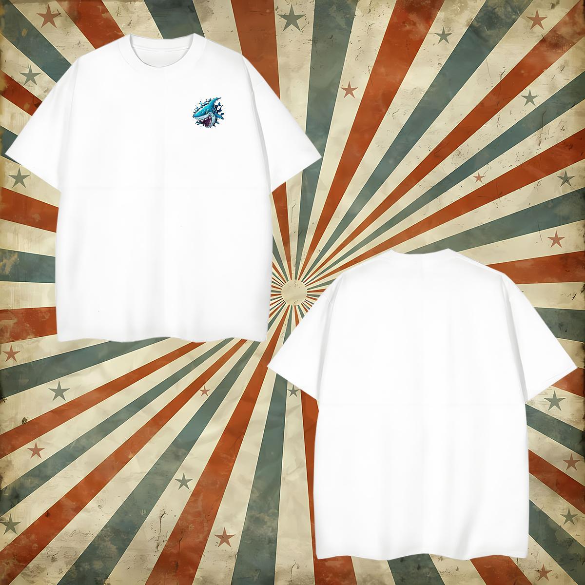 Designer Men Tees Shark Anime Printing Street 100% Cotton 230g Tshirts Crew Neck High Quality Mens T Shirts Custom Big Size