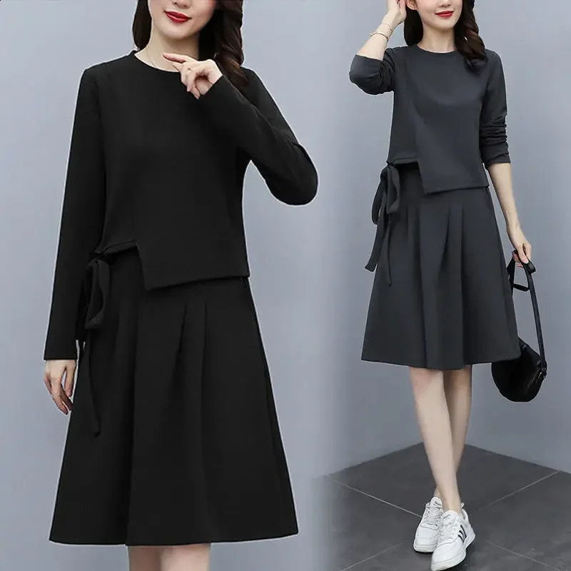 Fashionable Autumn Dress Set Slimming Loose-fit Two-piece Dress Suit For Plus-size Women 240820