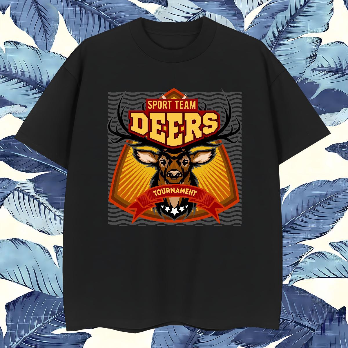 New Arrival Men Tops Tees deer Summer Casual 230g Cotton Tee Shirt Breathable Short Sleeve Designer T shirt DIY Logo Oversized