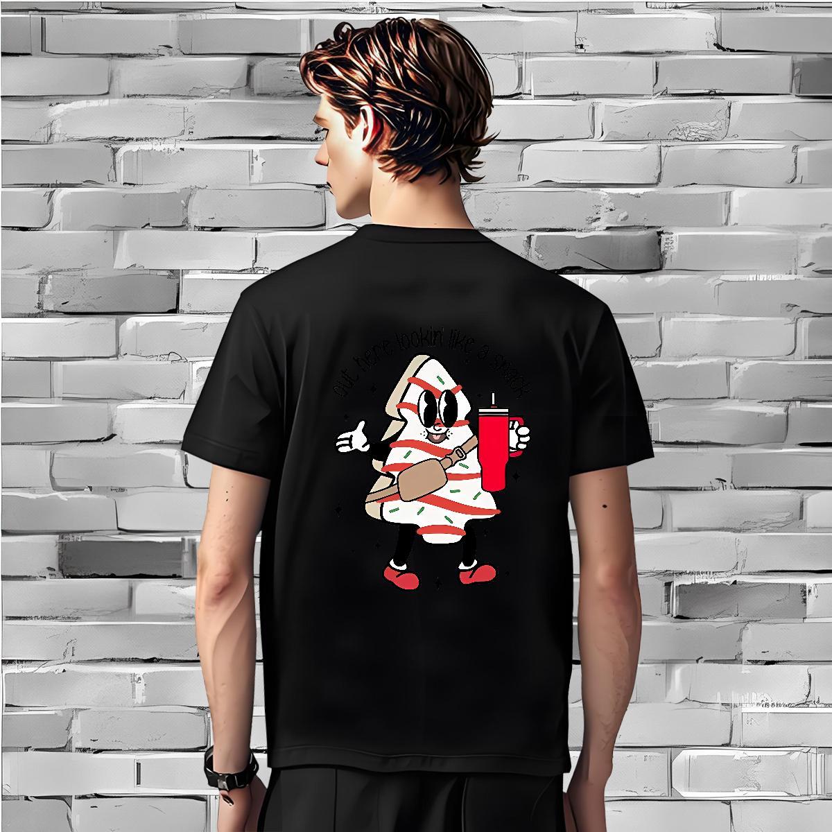 Mens T Shirts 230g Pure Cotton drink juice Street O Neck Short Sleeves Plus Size Custom Men Tops Tees Fashion New Loose Fit Tees Shirts