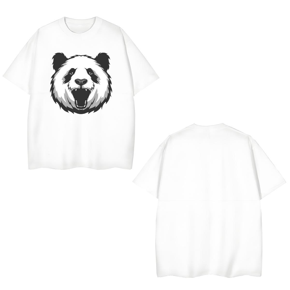 Loose Fit Man T Shirts panda Short Sleeve O-Neck Street Wear Black White 230g 100% Cotton Men Tshirts Wholesale Tee Shirt