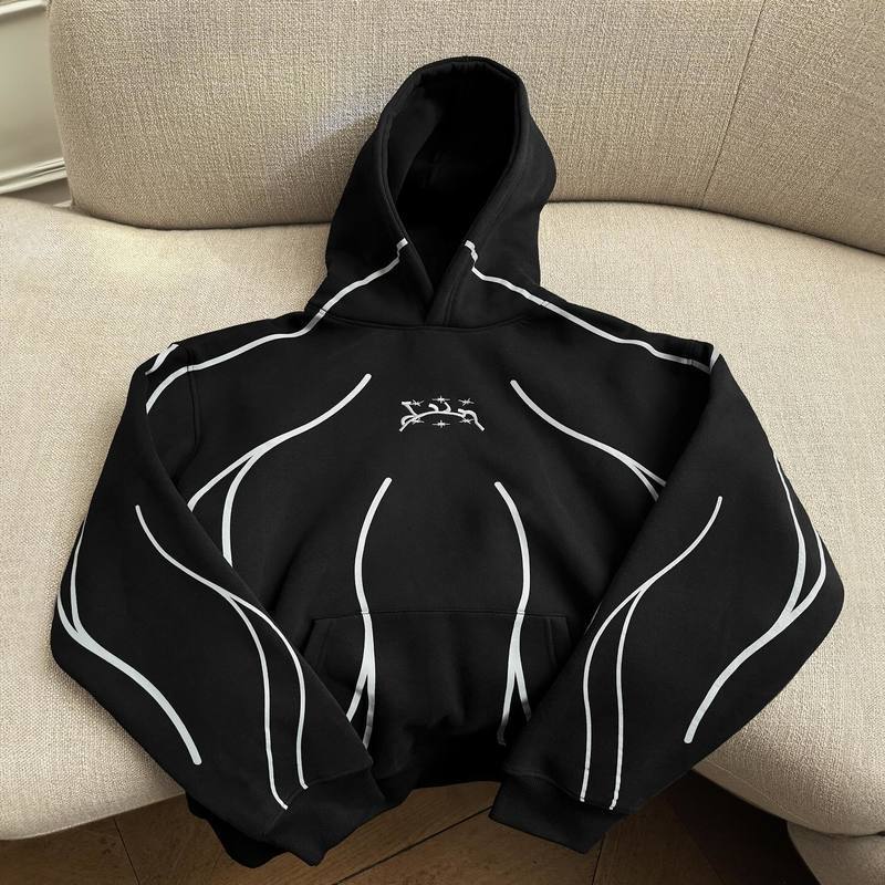 Kamikaze Hoodie Y2K Harajuku Hip Hop Striped Black Oversized Sweatshirt Mens Gothic Zipper Clothing 240819
