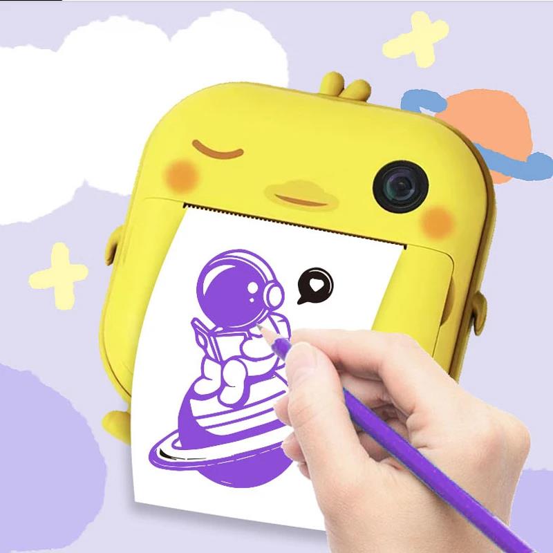 Kids Toy Camera Instant Printer Mini Thermal Printing Instax Cameras Digital Photo Child Drawing HD Video Birthday Christmas Gift Cute Animal Cartoon 