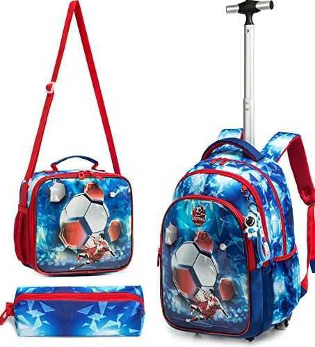 18 Inch School Wheeled Backpack for Boys Girls Travel Rolling Backpack 18 inch School Trolley Bag Set Lunch Bag and Pencil Case Y240820